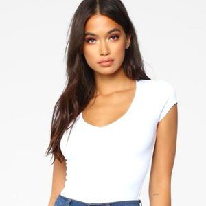 Lily V Neck Top - White